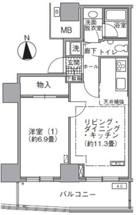 アクティ汐留　3908号室　間取り