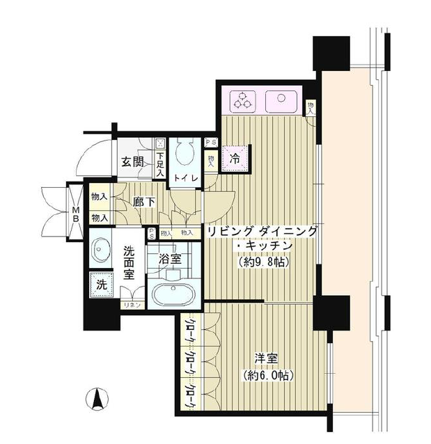 パークタワー秋葉原　1805号室　間取り