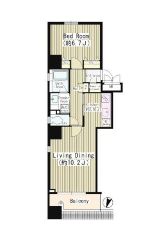 クリアウォータ芝　1302号室　間取り