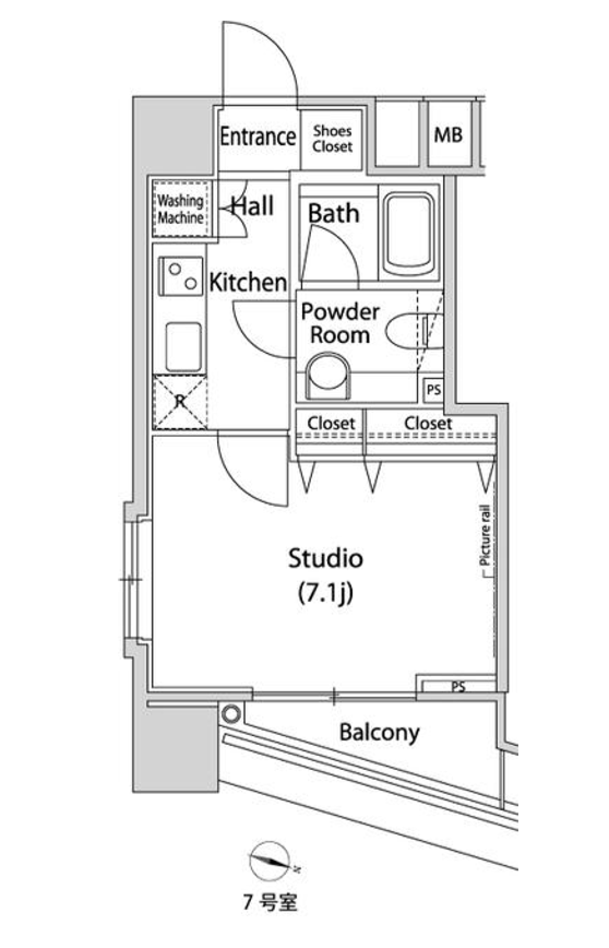 ファーストリアルタワー新宿　2007号室　間取り