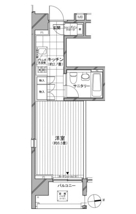 カスタリア麻布十番七面坂　208号室　間取り