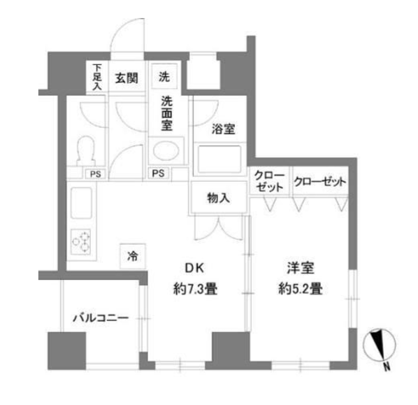 カスタリア新富町2　1001号室　間取り