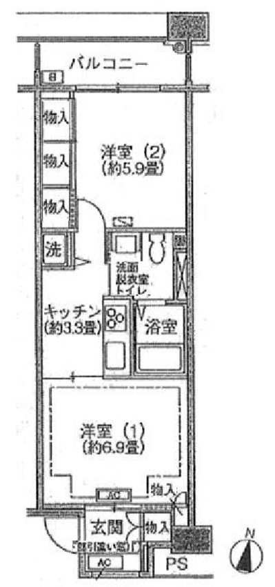 シティコート目黒　Ⅲ511号室　間取り