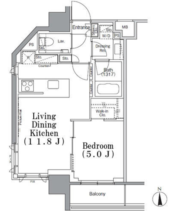 パークハビオ飯田橋　501号室　間取り