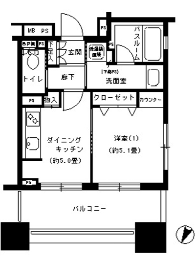 パークキューブ市ヶ谷　1404号室　間取り