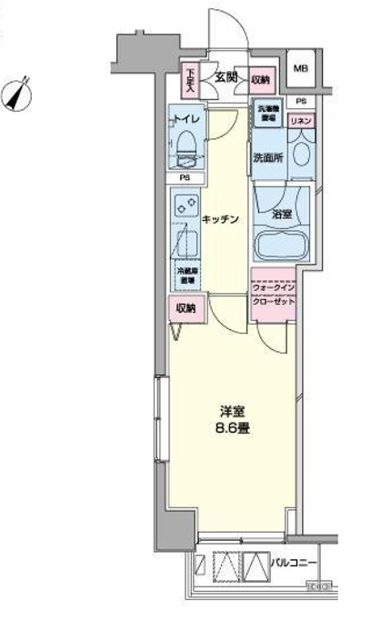 プライムアーバン日本橋浜町　1403号室　間取り