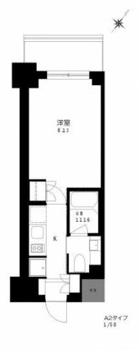 プライマル勝どき　809号室　間取り