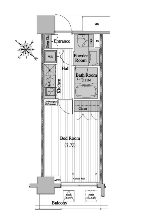レジディア月島2　704号室　間取り