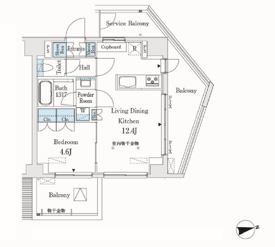 市谷仲之町ビューアパートメント　1103号室　間取り