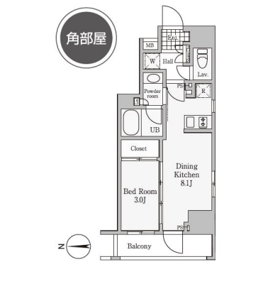 レジディア御茶ノ水Ⅲ　901号室　間取り