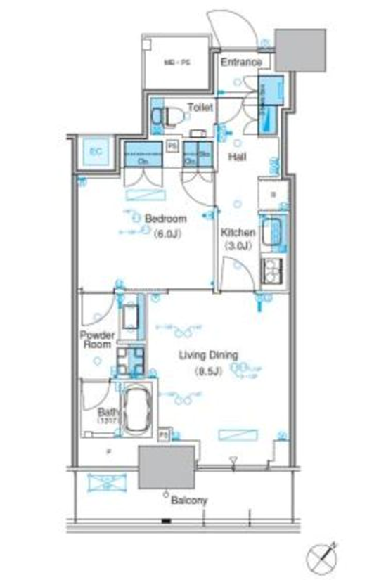 パークアクシス豊洲キャナル　1007号室　間取り