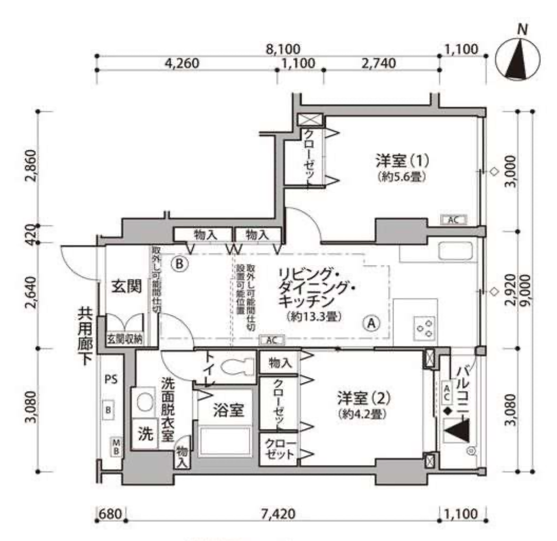 東雲キャナルコートCODAN　13号棟702号室　間取り