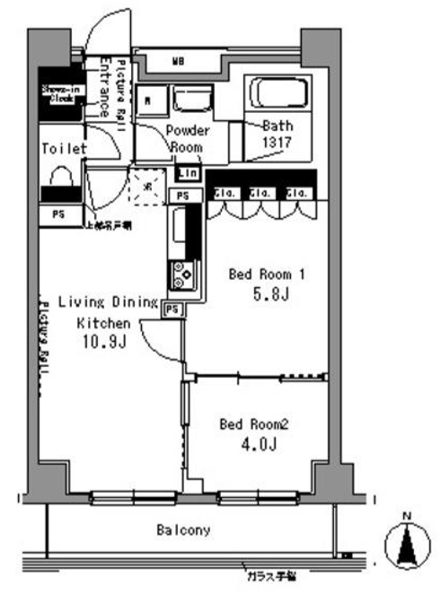 パークアクシス秋葉原　703号室　間取り
