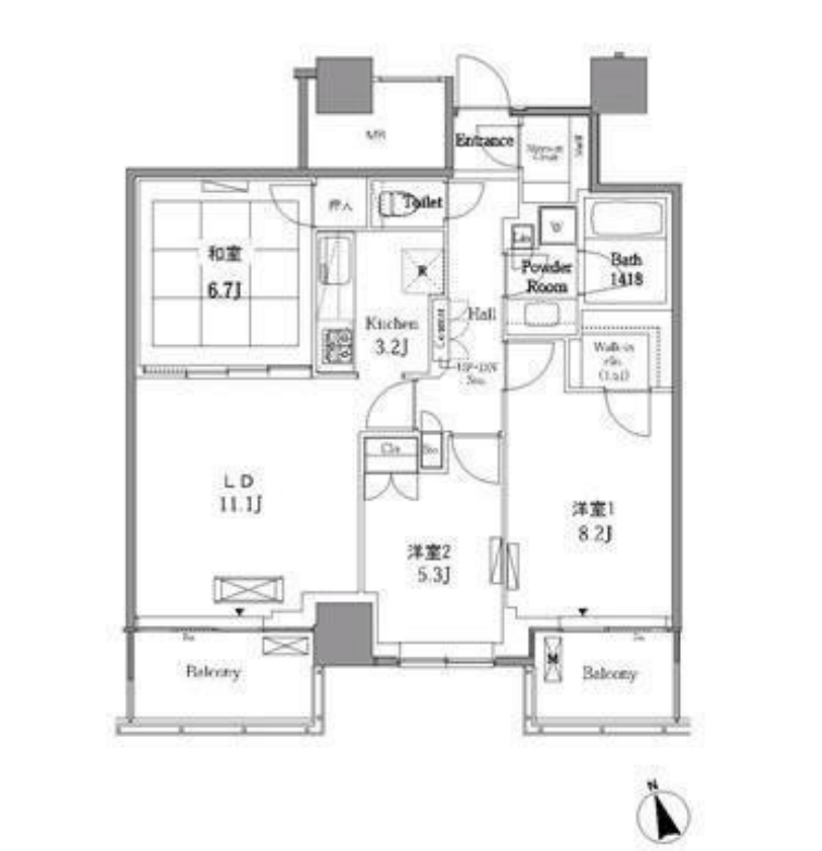レジディアタワー目黒不動前　1510号室　間取り