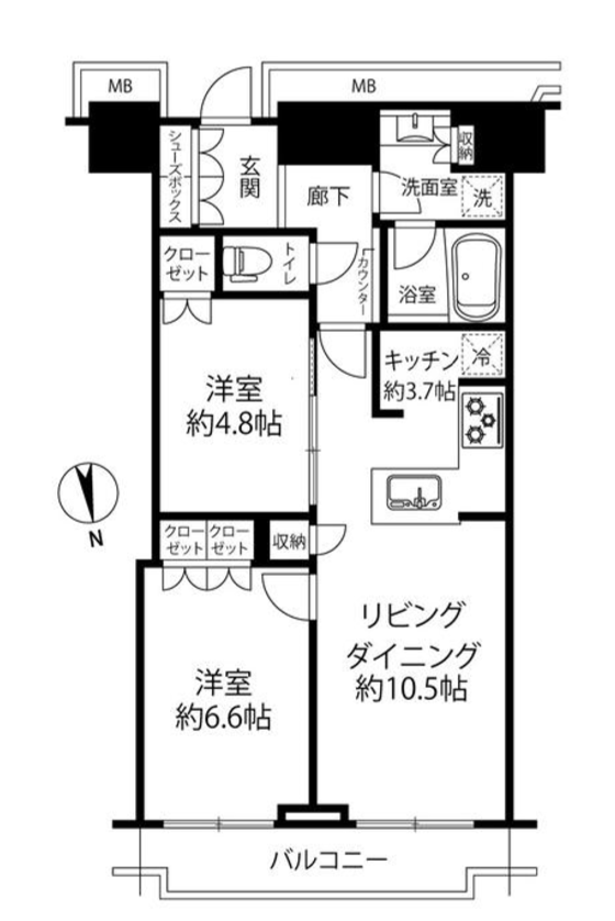 富久クロスコンフォートタワー　4618号室　間取り