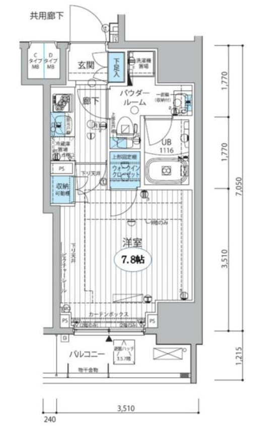 メインステージ三田アーバンスクエア　804号室　間取り