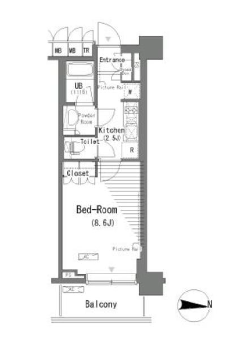 パークアクシス辰巳ステージ　512号室　間取り