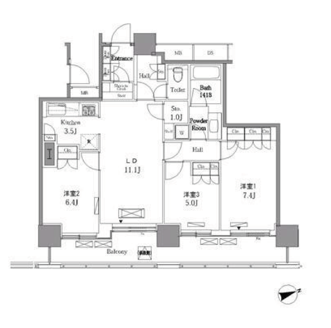 レジディアタワー目黒不動前　908号室　間取り