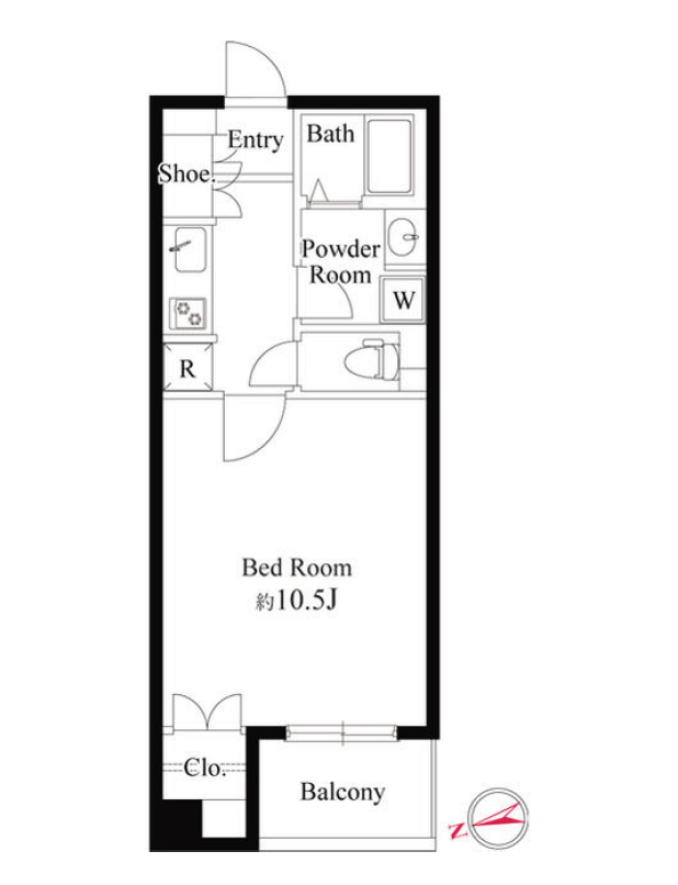ボヌール麻布十番　602号室　間取り