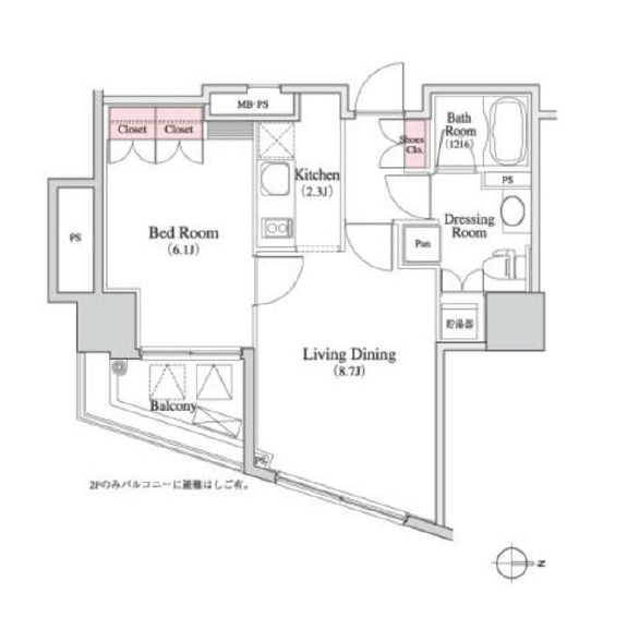 パークキューブ八丁堀　1005号室　間取り