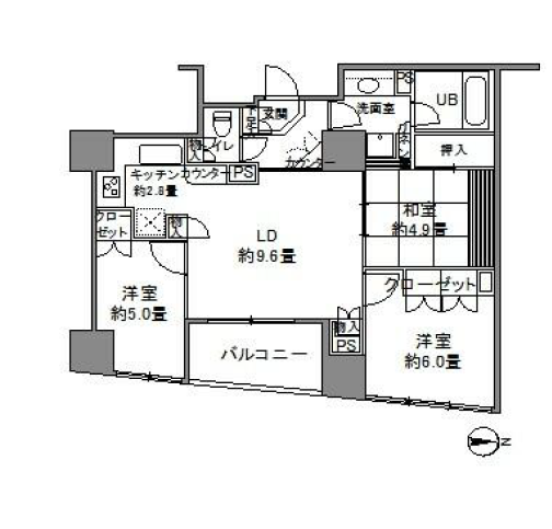 カスタリアタワー品川シーサイド　1404号室　間取り
