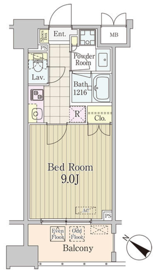 グランパレス東京八重洲アベニュー　908号室　間取り