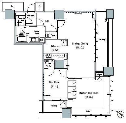 THE TOKYO TOWERS MID TOWER　1108号室　間取り