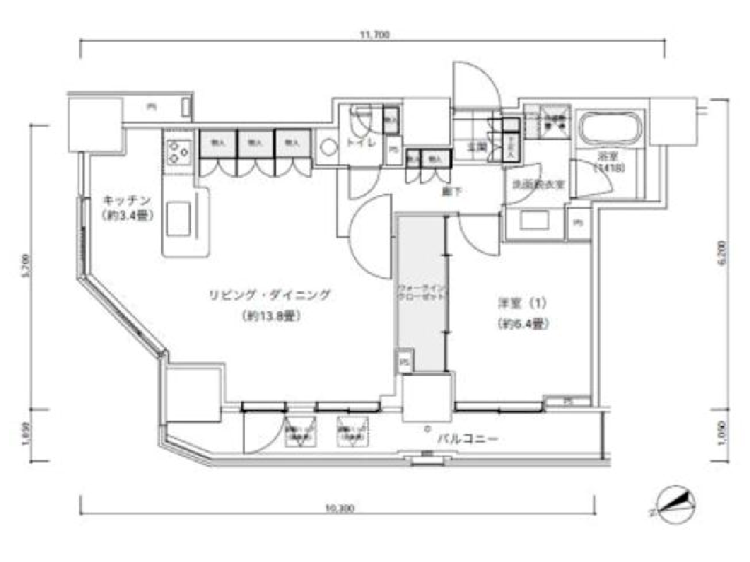 パークキューブ愛宕山タワー　2601号室　間取り