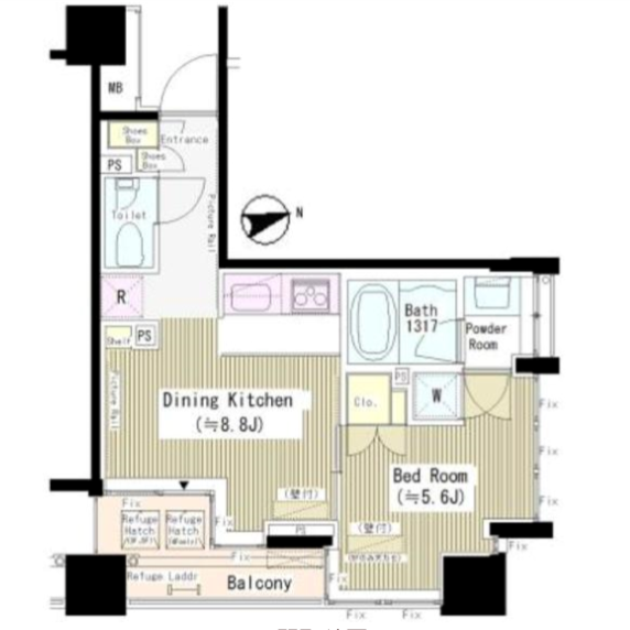 六本木MK ART Residence　501号室　間取り