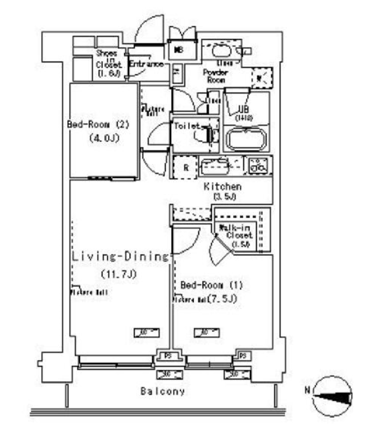 パークアクシス辰巳ステージ　1308号室　間取り