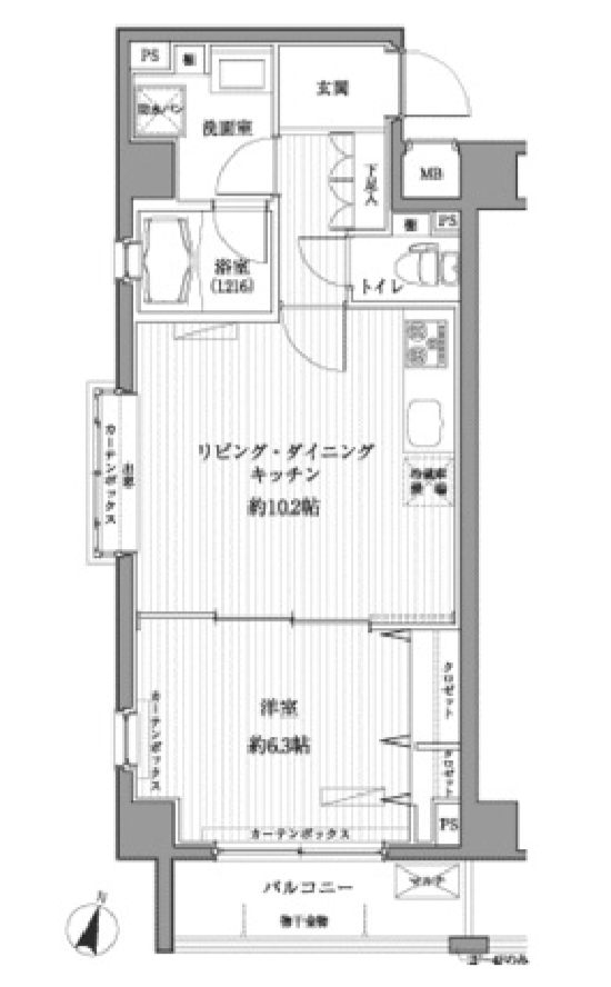 メゾンカルム西新宿　201号室　間取り