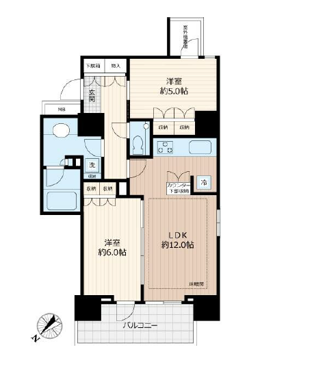 ザ・パークハウスアーバンス東五反田　1401号室　間取り