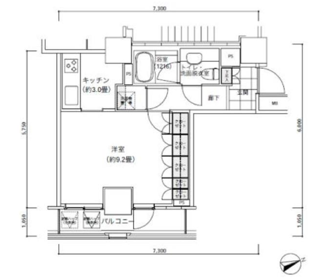 パークキューブ愛宕山タワー　1604号室　間取り