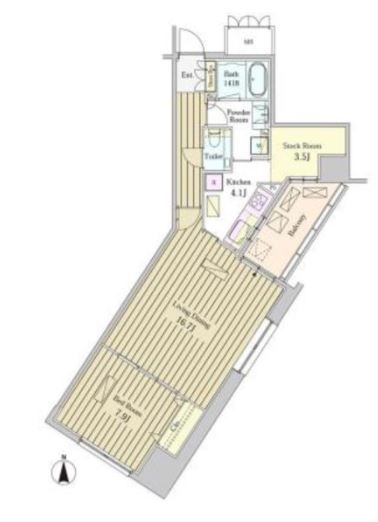 モメント汐留　1703号室　間取り