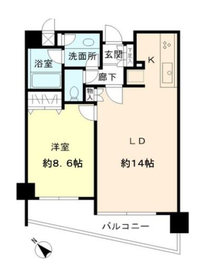 ヒューリック目黒三田　5F号室　間取り