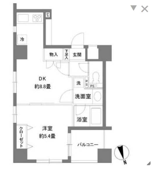 カスタリア新富町2　1102号室　間取り