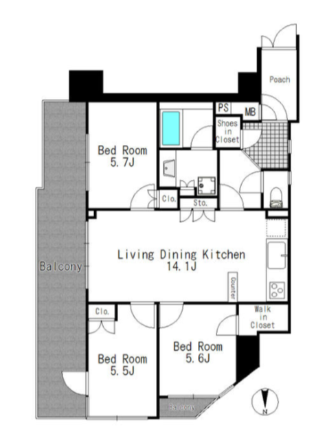 ニューシティアパートメンツ西大島　601号室　間取り