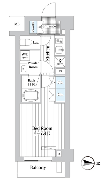 プレール・ドゥーク新宿West　210号室　間取り