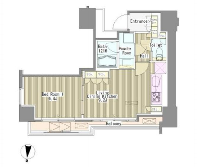 ホワイトタワー浜松町（Ｗｈｉｔｅ　Ｔｏｗｅｒ　Ｈａｍａｍａｔｓｕｃｈｏ）　910号室　間取り