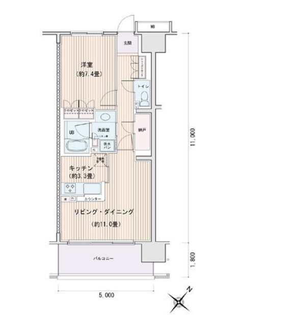 エスティメゾン豊洲レジデンス　C棟707号室　間取り