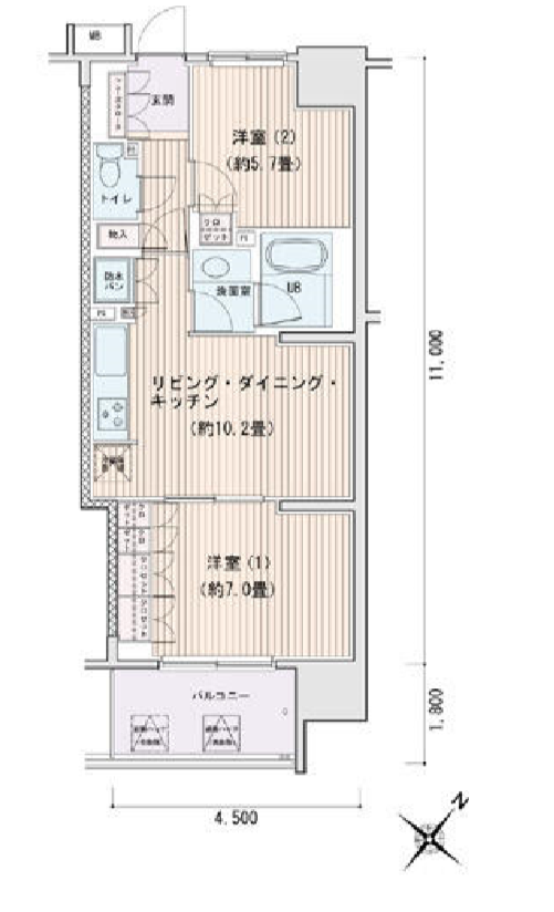 エスティメゾン豊洲レジデンス　C棟811号室　間取り