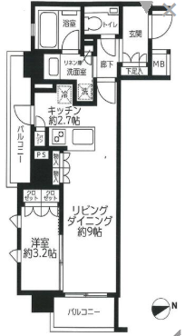 ブラントン神楽坂　3F号室　間取り
