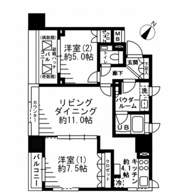 レジディア勝どき　905号室　間取り
