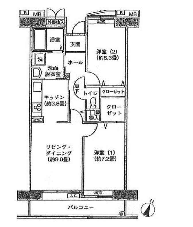 アクティ目黒駅前　Ⅰ914号室　間取り