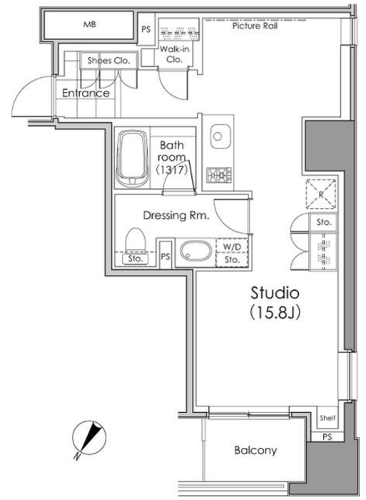 パークハビオ水天宮前　501号室　間取り