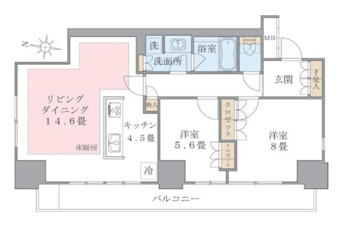 Brillia ist 東雲キャナルコート（旧アパートメンツ東雲キャナルコート）　1002号室　間取り