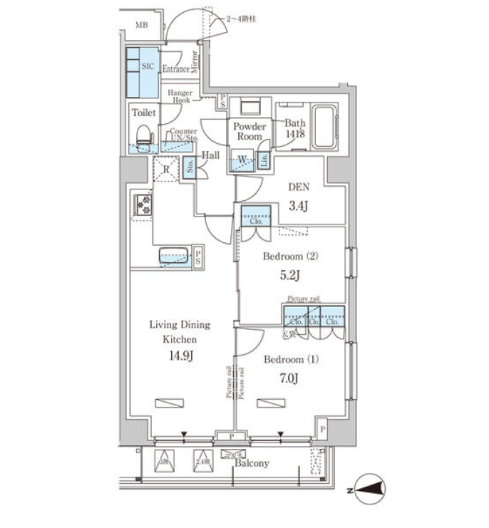 パークアクシス市谷加賀町　402号室　間取り