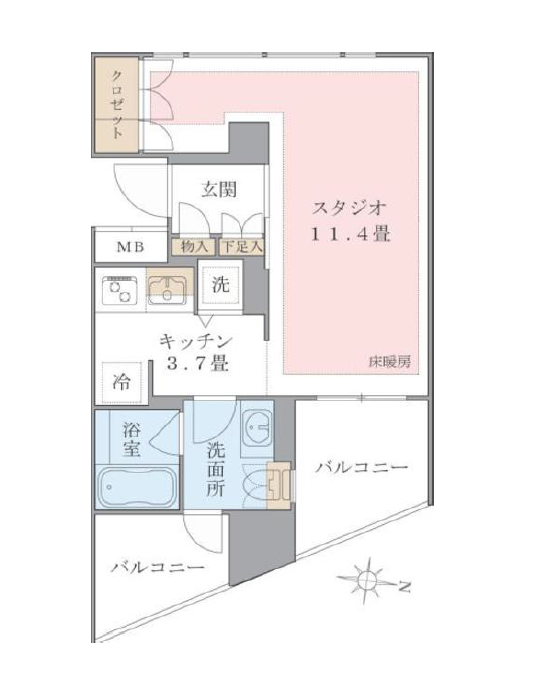 Brillia ist 東雲キャナルコート（旧アパートメンツ東雲キャナルコート）　332号室　間取り