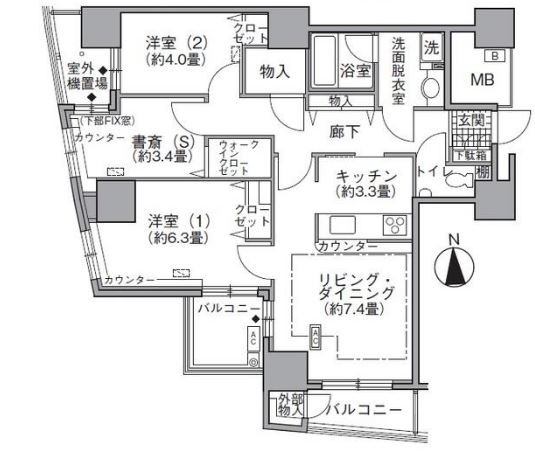 アクティ汐留　1212号室　間取り