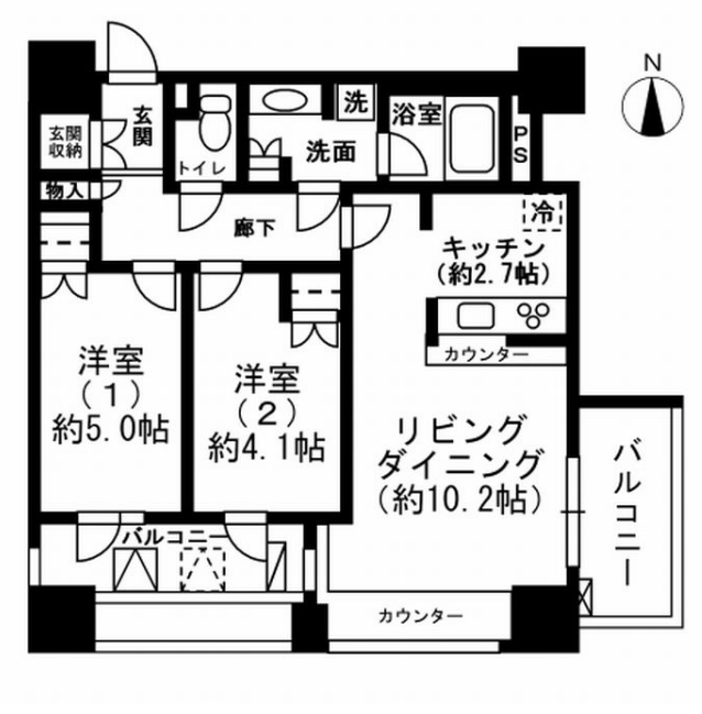 レジディア市ヶ谷　607号室　間取り